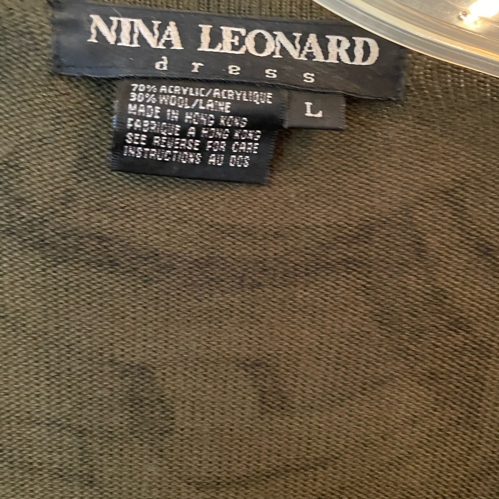Ladies knit dress olive green and black size L